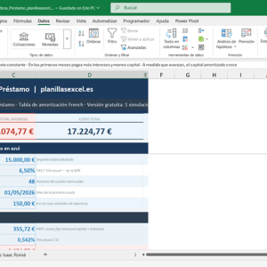 Calculadora de préstamo Excel gratis con amortización